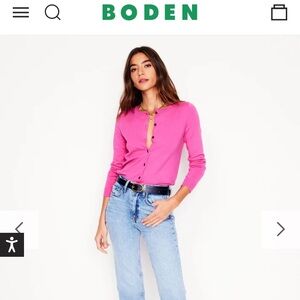 Boden NWT Emilia Cotton Crew Pink Cardigan